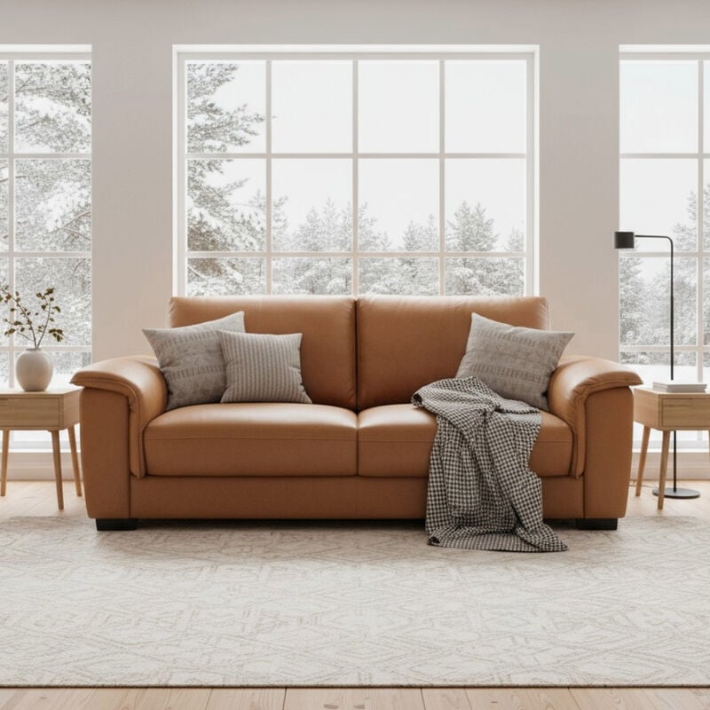 Reima 3-istuttava sohva ruskea nahka/keinonahka